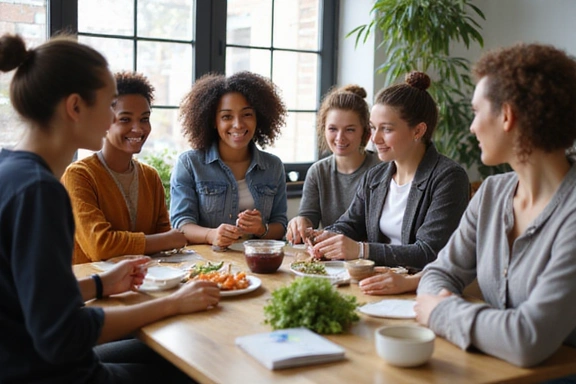 Gruppe von Menschen, die an einem Ernährungsworkshop teilnehmen